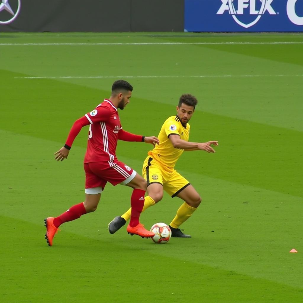 Kevin Moreno dribbling past a defender during a match