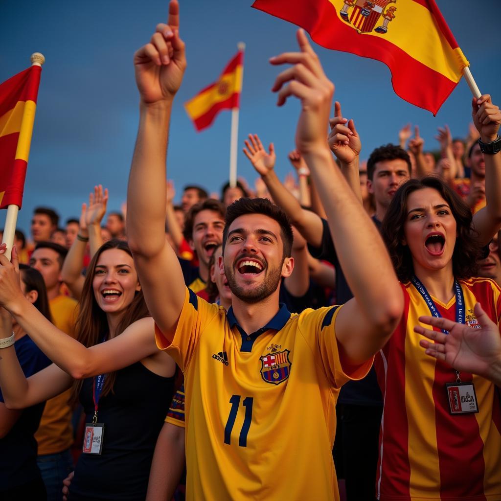 Cheering Fans at an Ibiza Football Match