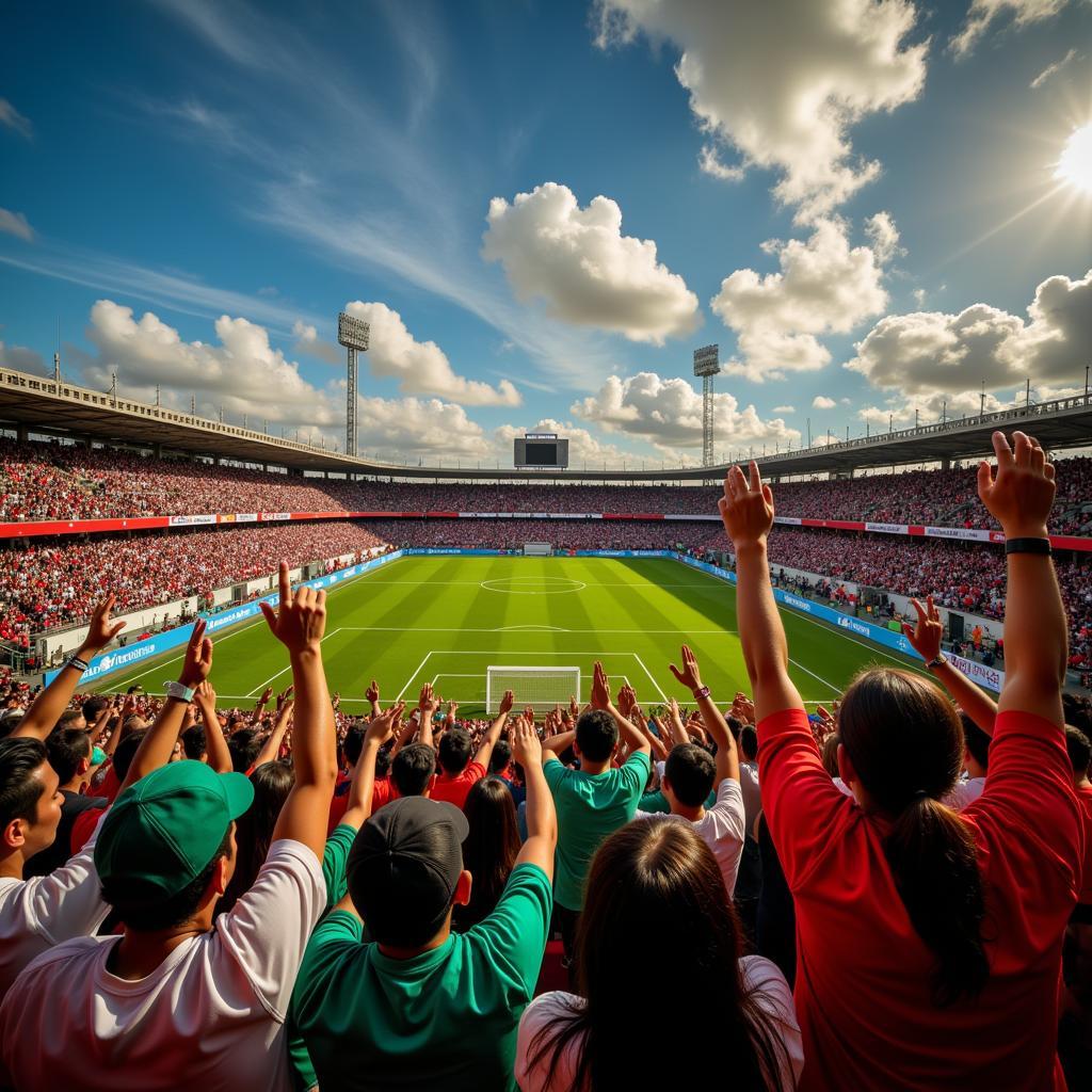 Mazatlán fans cheering in the stadium