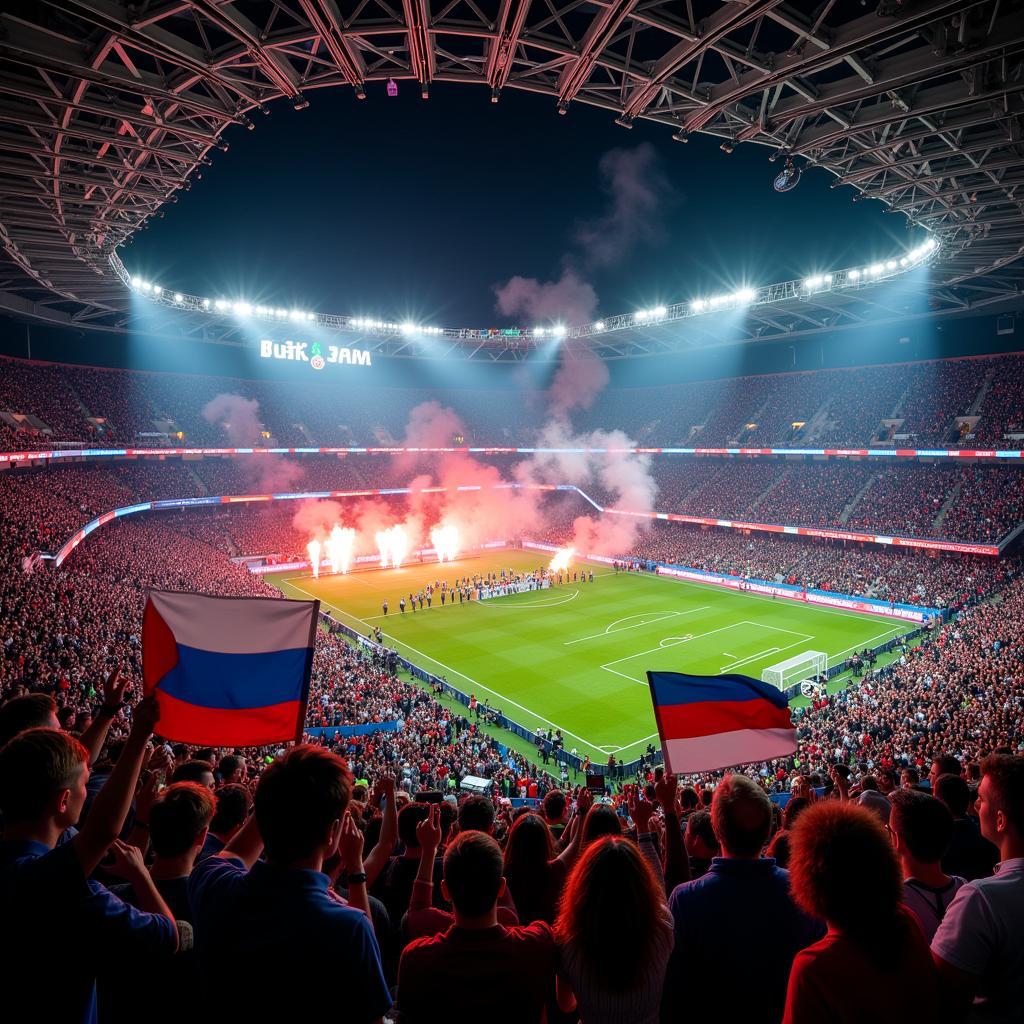 Passionate fans at Kazan Arena