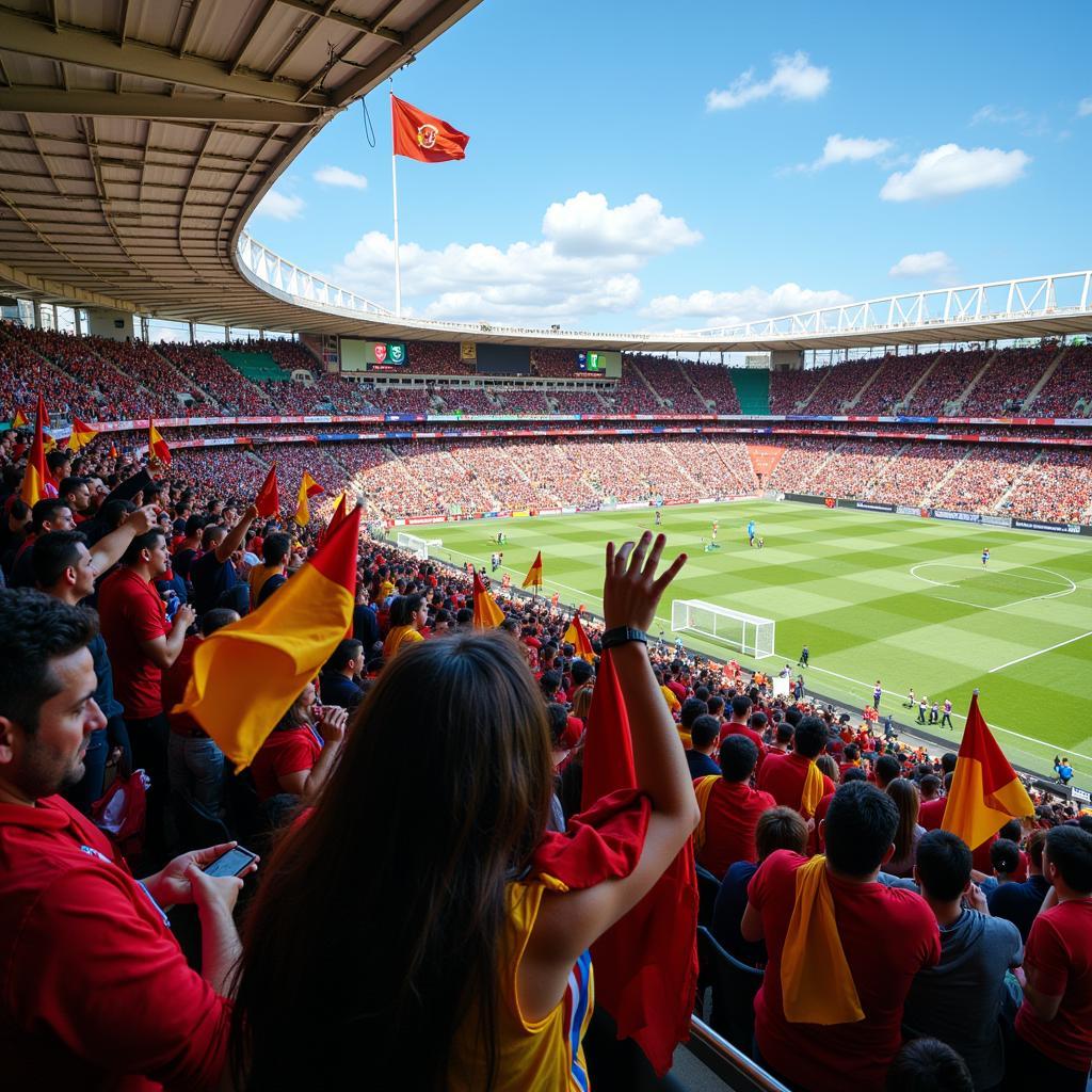 Khán giả đang cổ vũ tại Estadio Nuevo Vivero