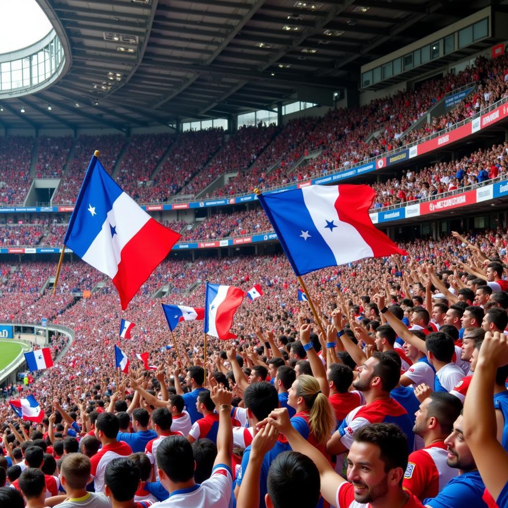 Cổ động viên Panama cuồng nhiệt trên khán đài Estadio Rommel Fernandez