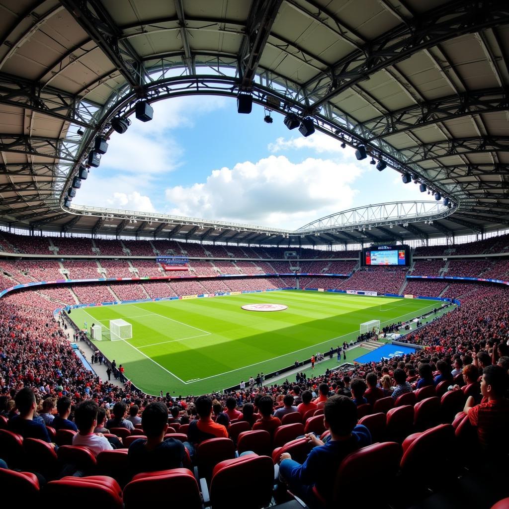 Khung cảnh bên trong sân Kazan Arena chật kín khán giả