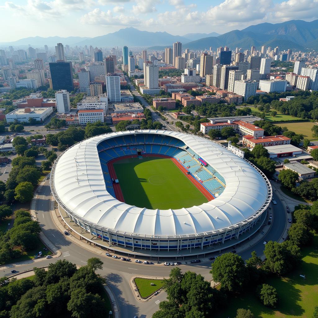 Khung cảnh Estadio Olímpico Félix Sánchez nhìn từ trên cao