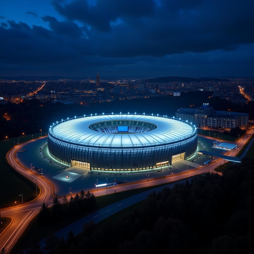 Toàn cảnh sân vận động Kiev Stadium lung linh ánh đèn