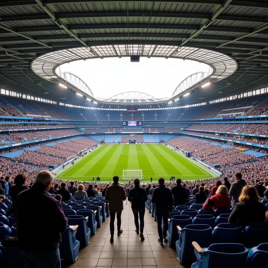 Du khách tham quan bên trong sân vận động Kiev Stadium