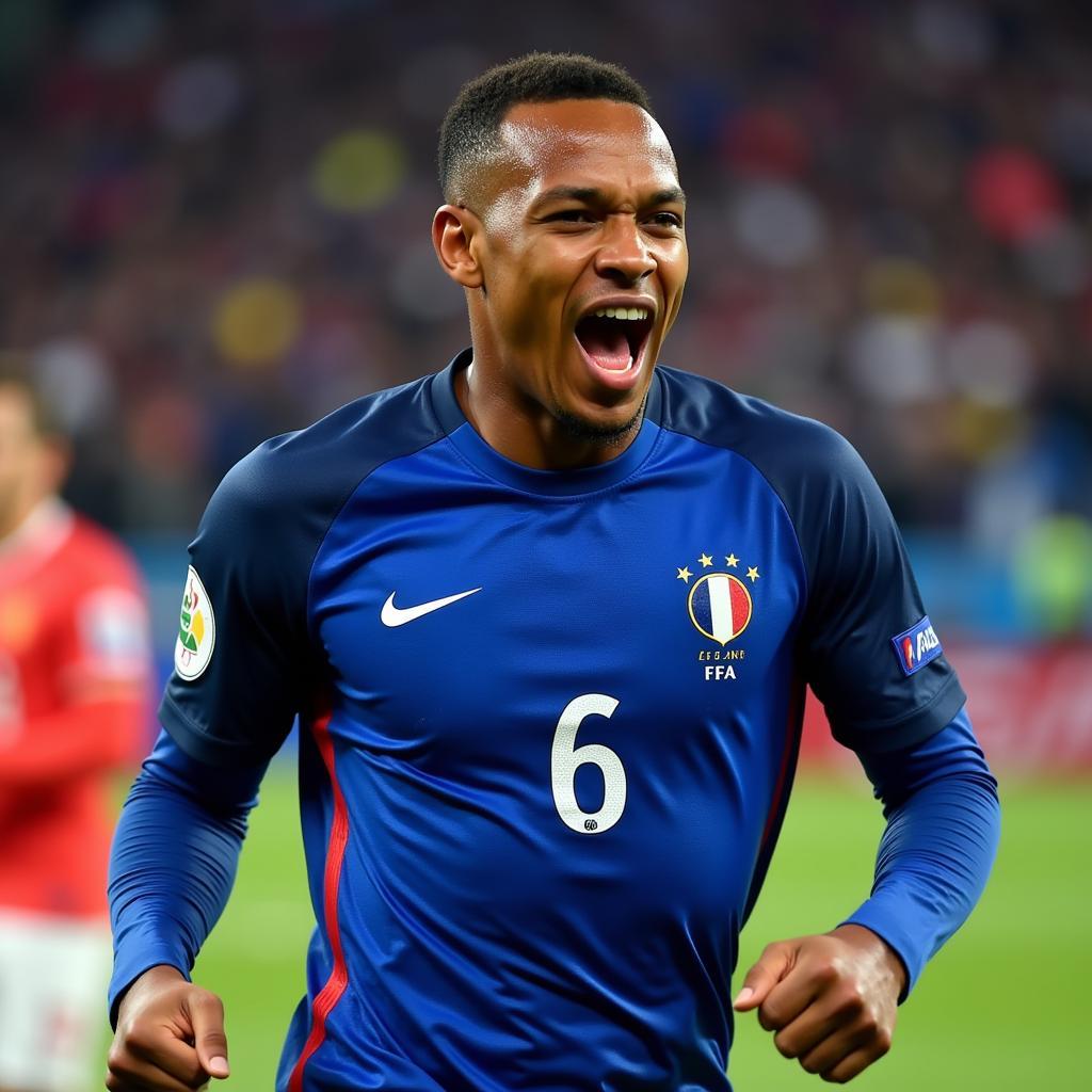 Kylian Mbappé ăn mừng bàn thắng trong màu áo tuyển Pháp