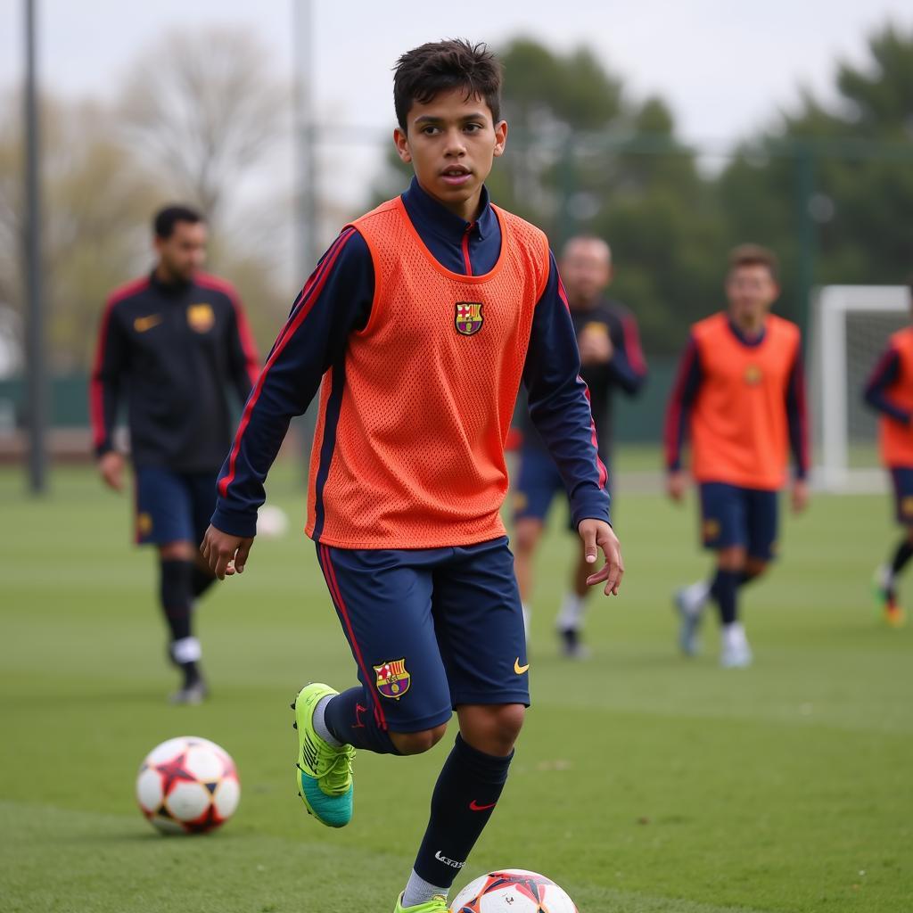 Lamine Yamal training with FC Barcelona