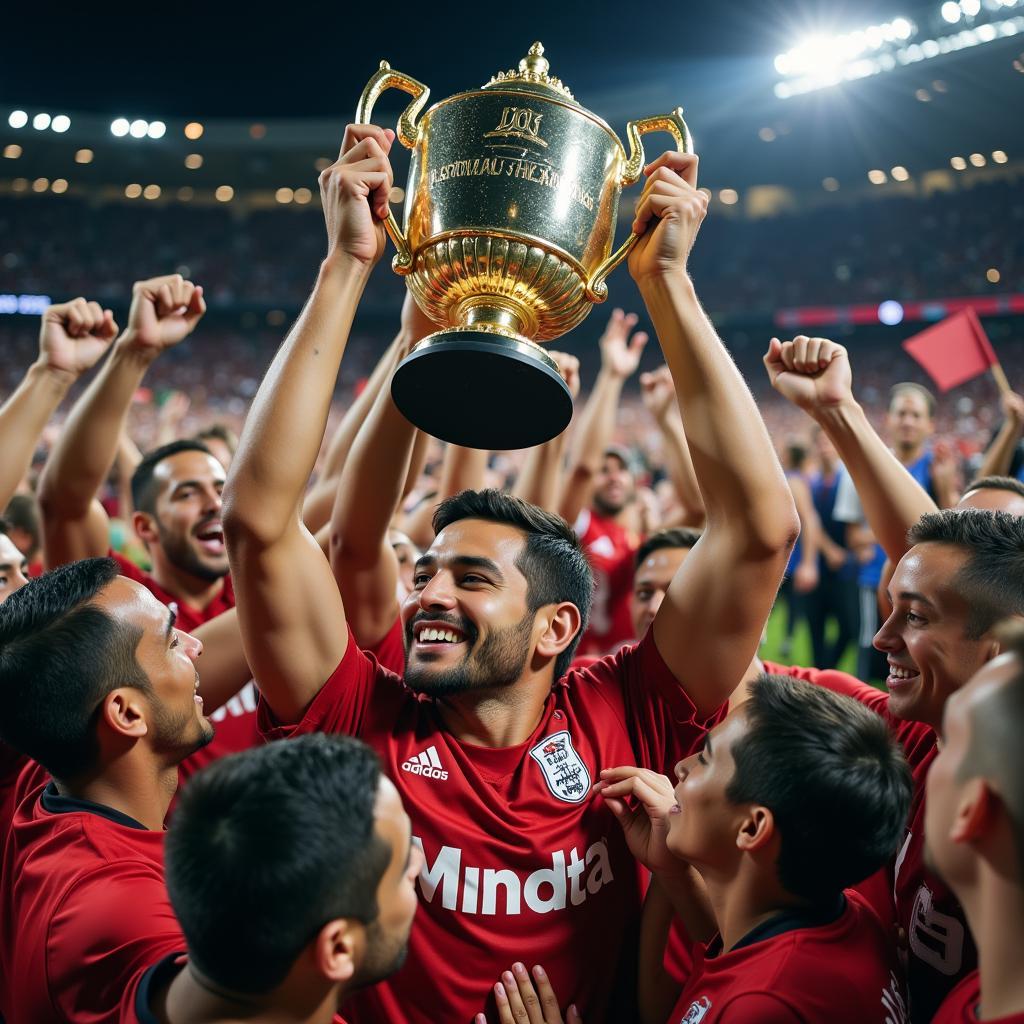 Luis Hernandez lifting a trophy