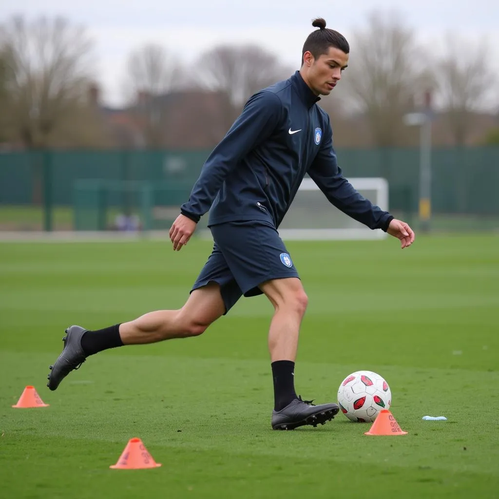 Cristiano Ronaldo luyện tập ngón chân