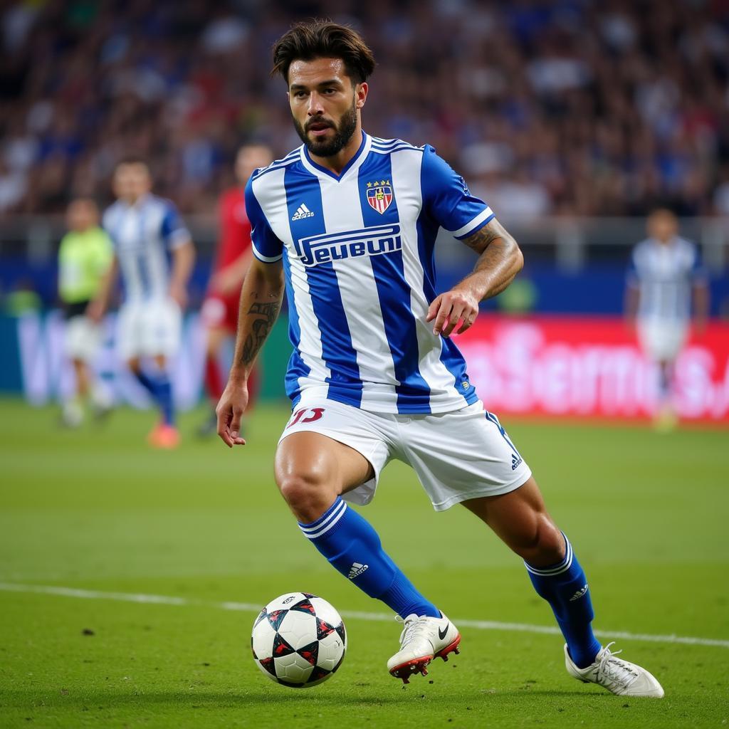 M. Merino in Real Sociedad jersey during a match