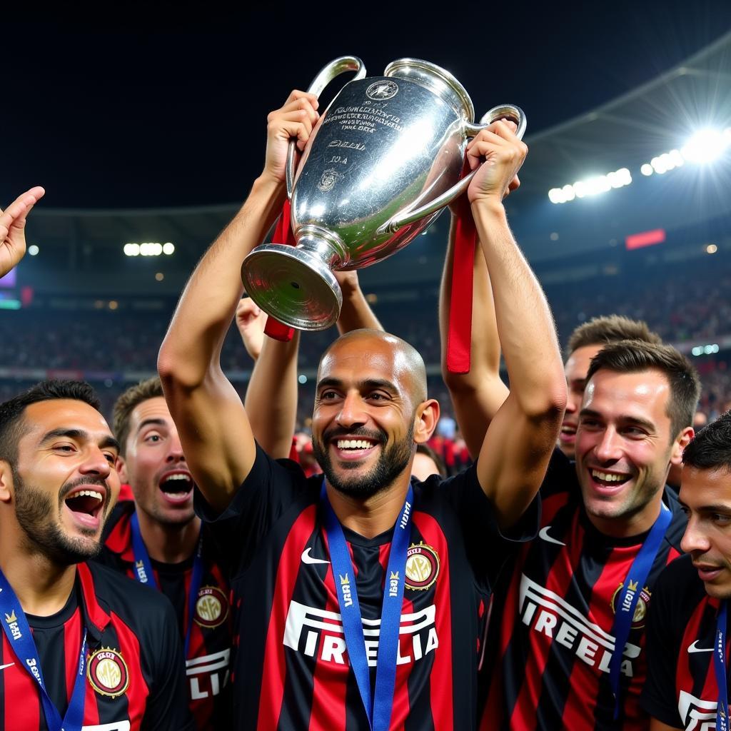 Maicon nâng cao chiếc cúp Champions League