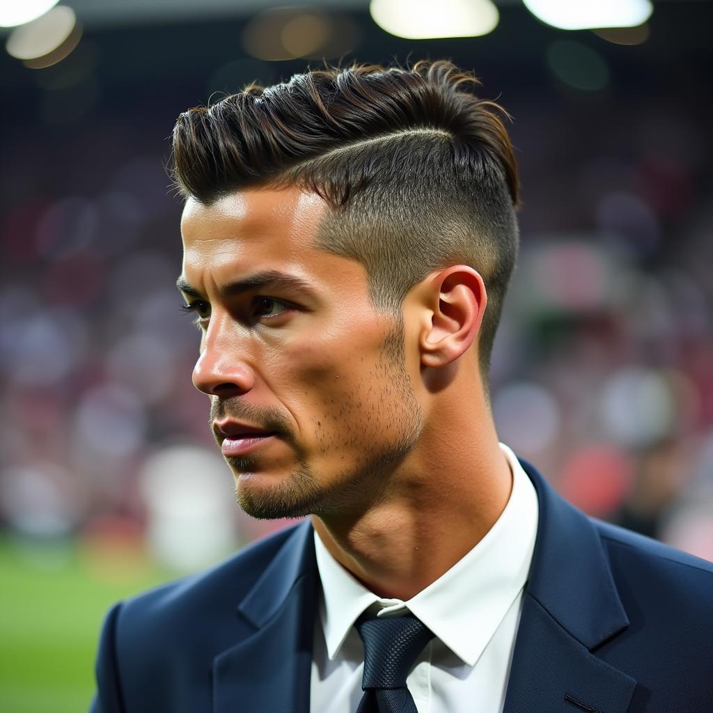 Cristiano Ronaldo với kiểu tóc Marc Guiu