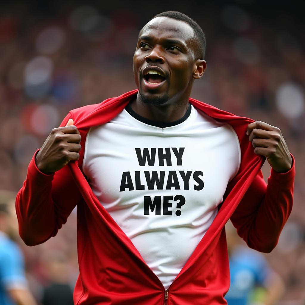 Mario Balotelli thể hiện thông điệp 'Why Always Me?'