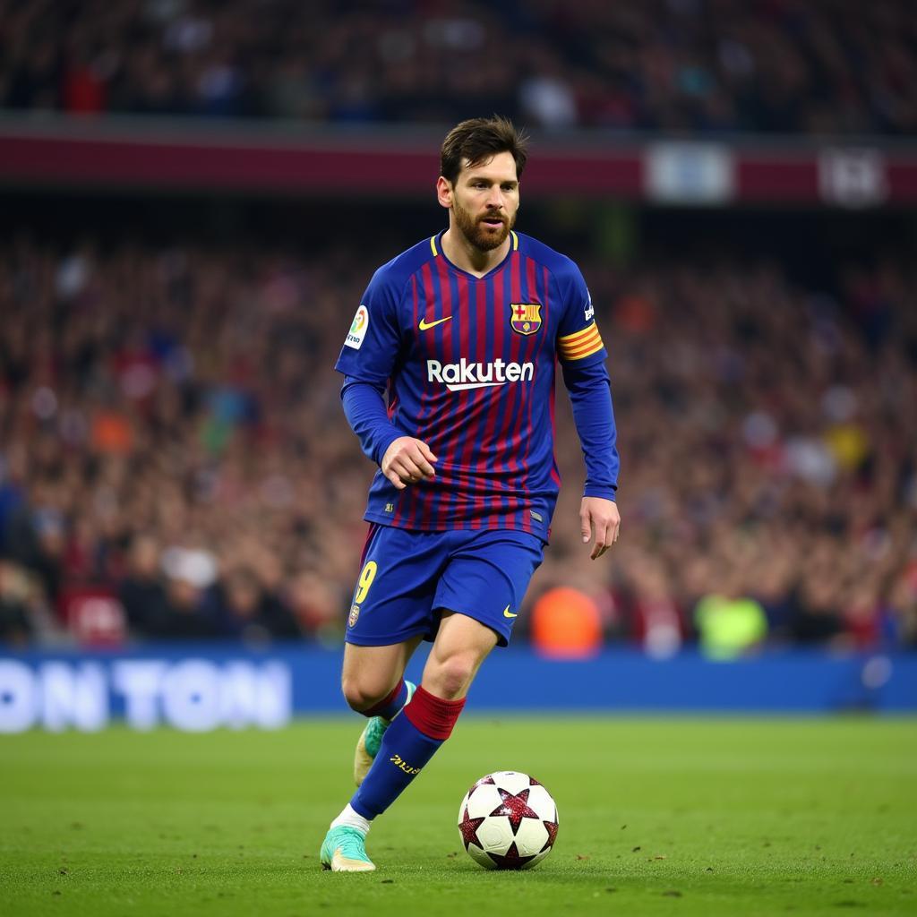 Messi với "facial" quen thuộc trong một trận đấu