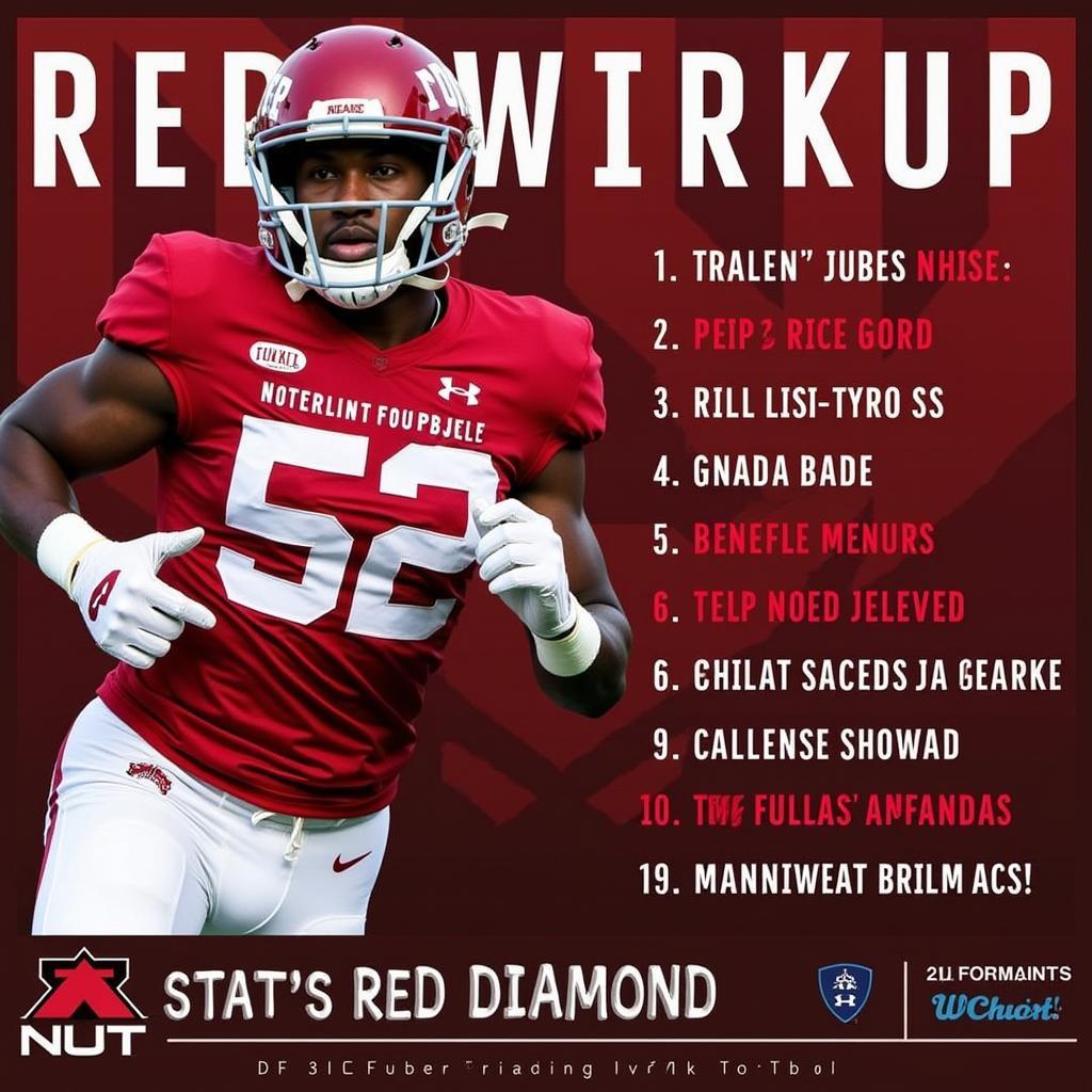 Cầu thủ NCAA Football Red Diamond luyện tập chăm chỉ để nâng cao kỹ năng.