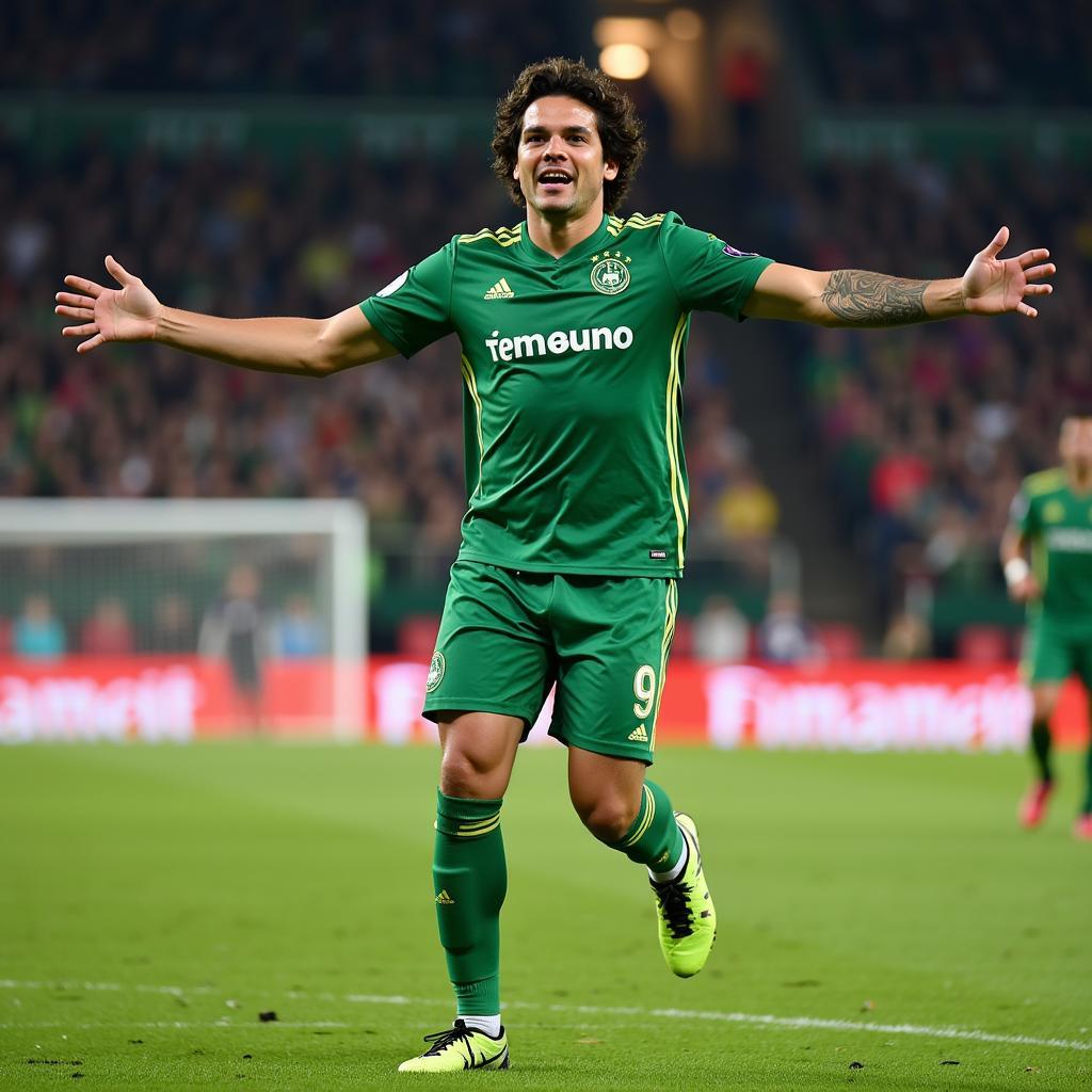 Nelson Valdez ăn mừng bàn thắng trong màu áo Werder Bremen