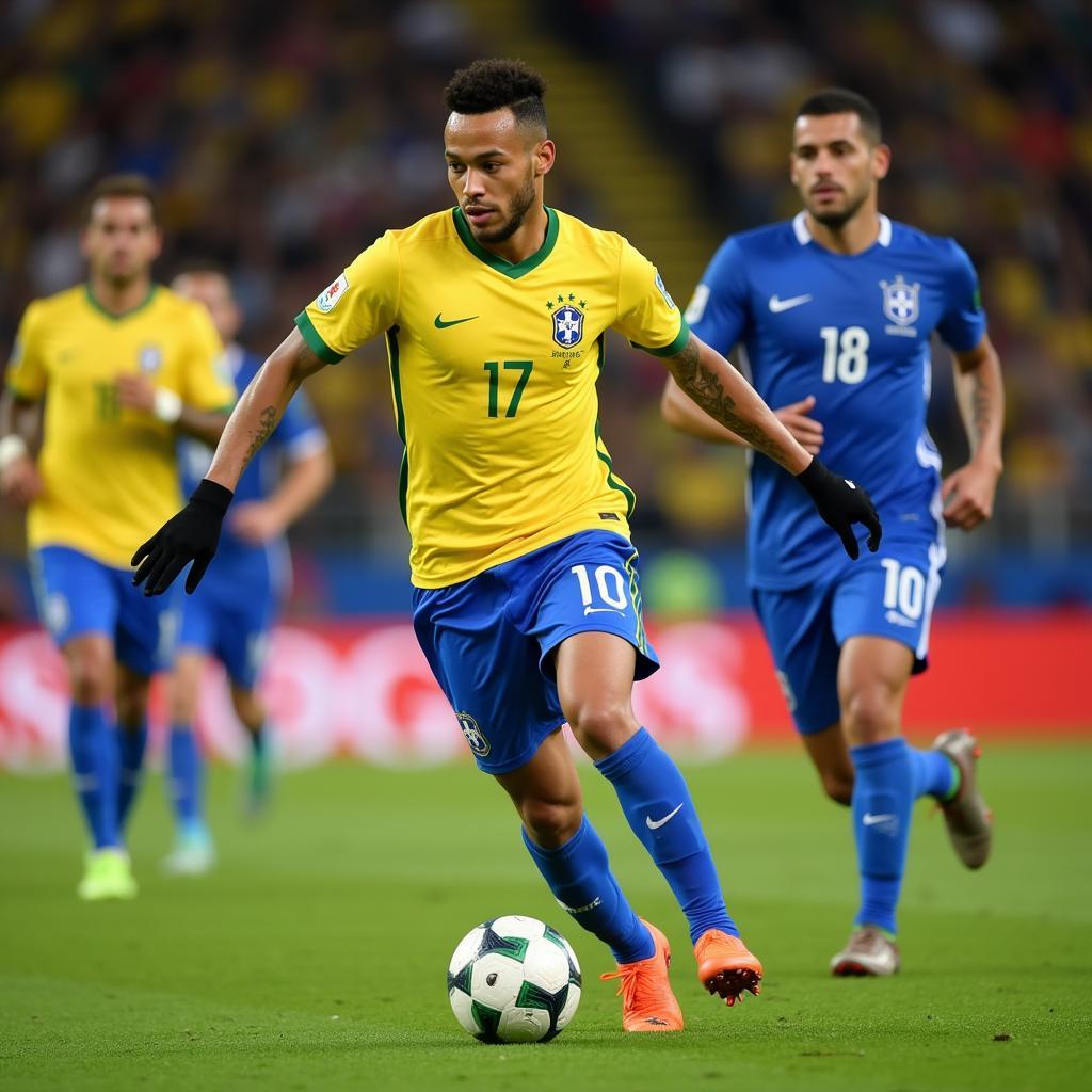 Neymar thi đấu cho đội tuyển quốc gia Brazil