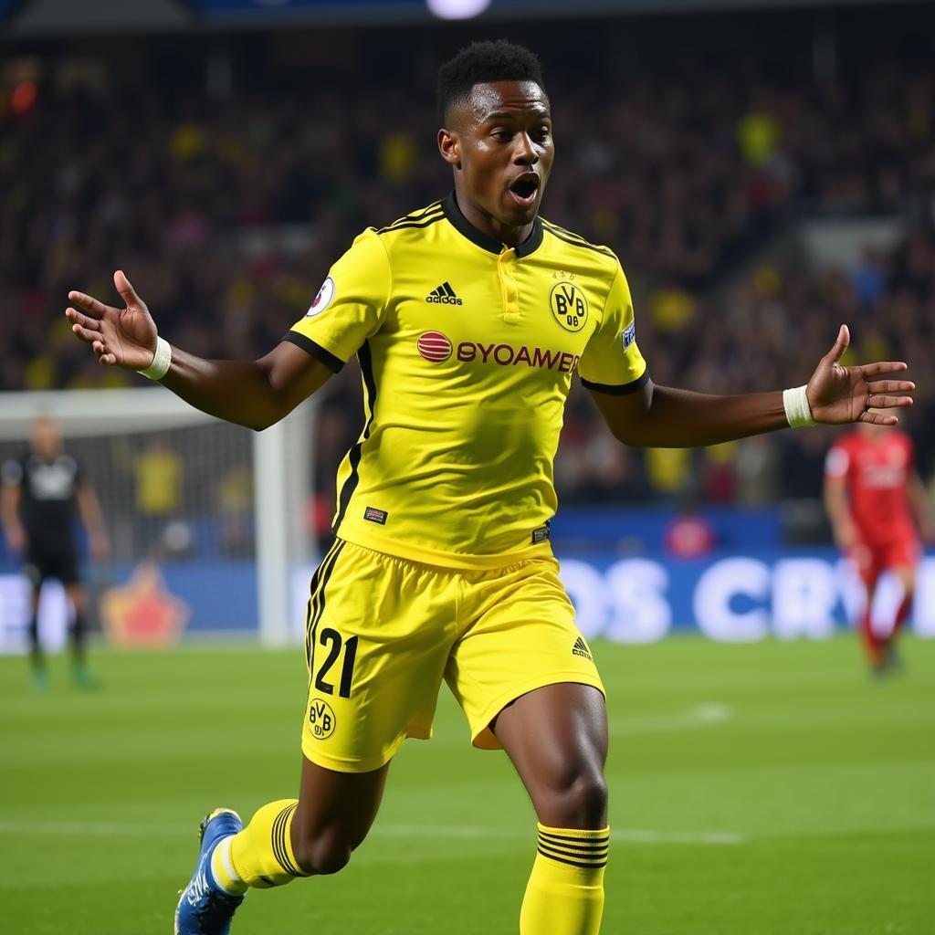 Ousmane Dembélé ăn mừng bàn thắng trong màu áo Dortmund