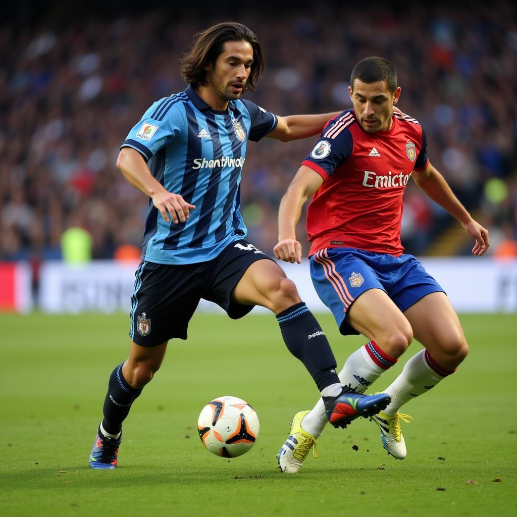 Paolo Maldini executing a tackle