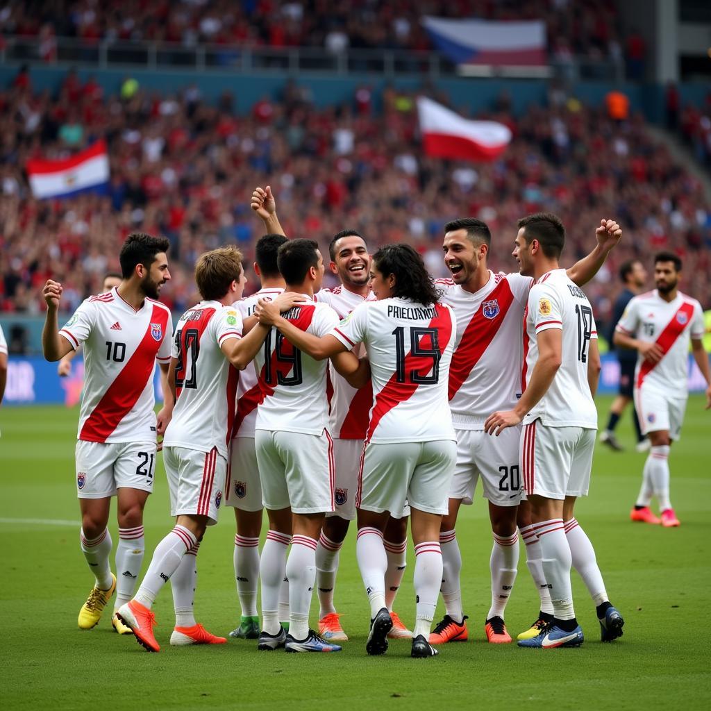 Paraguay team celebrating a goal