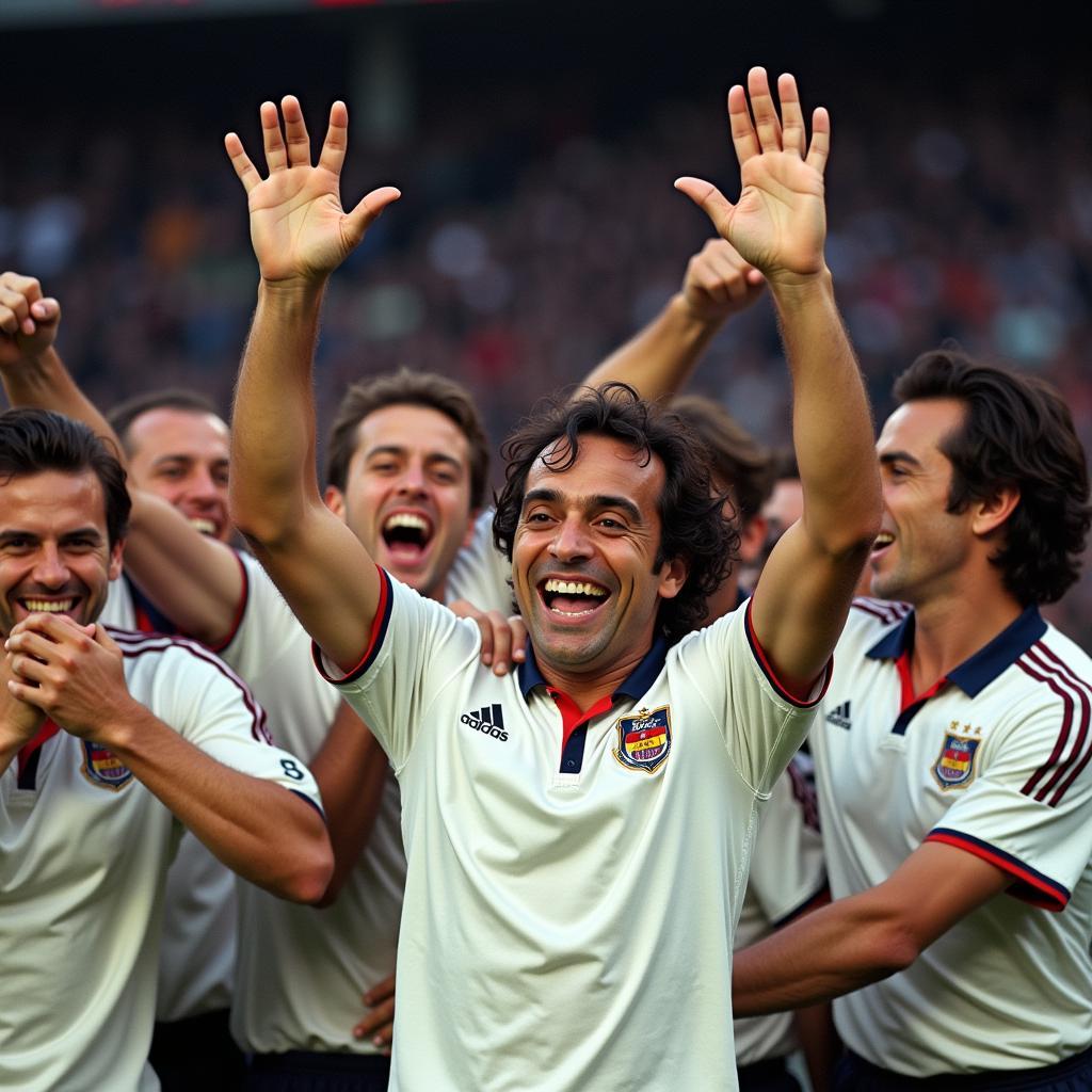 Michel Platini celebrating a goal