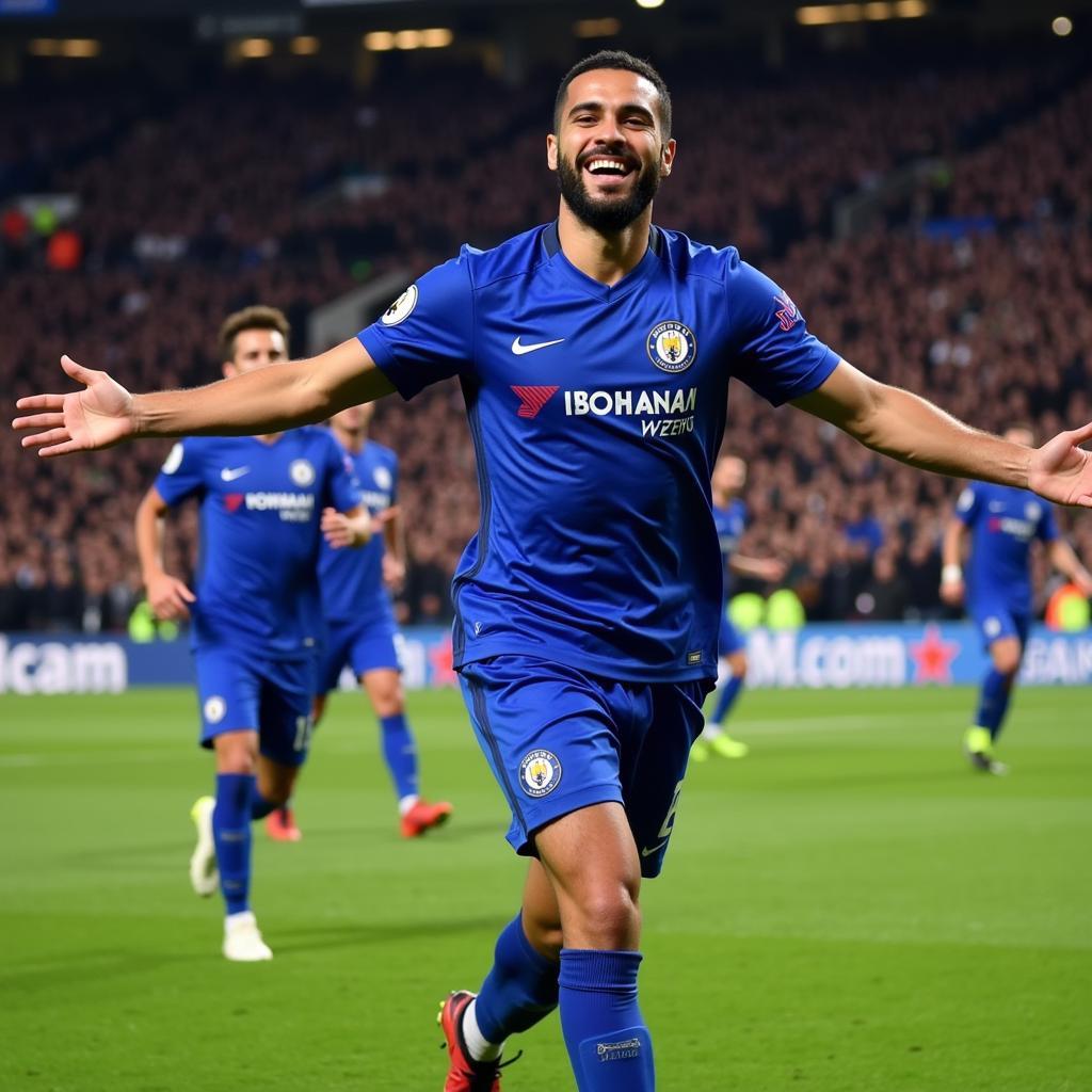 Riyad Mahrez Celebrating a Goal