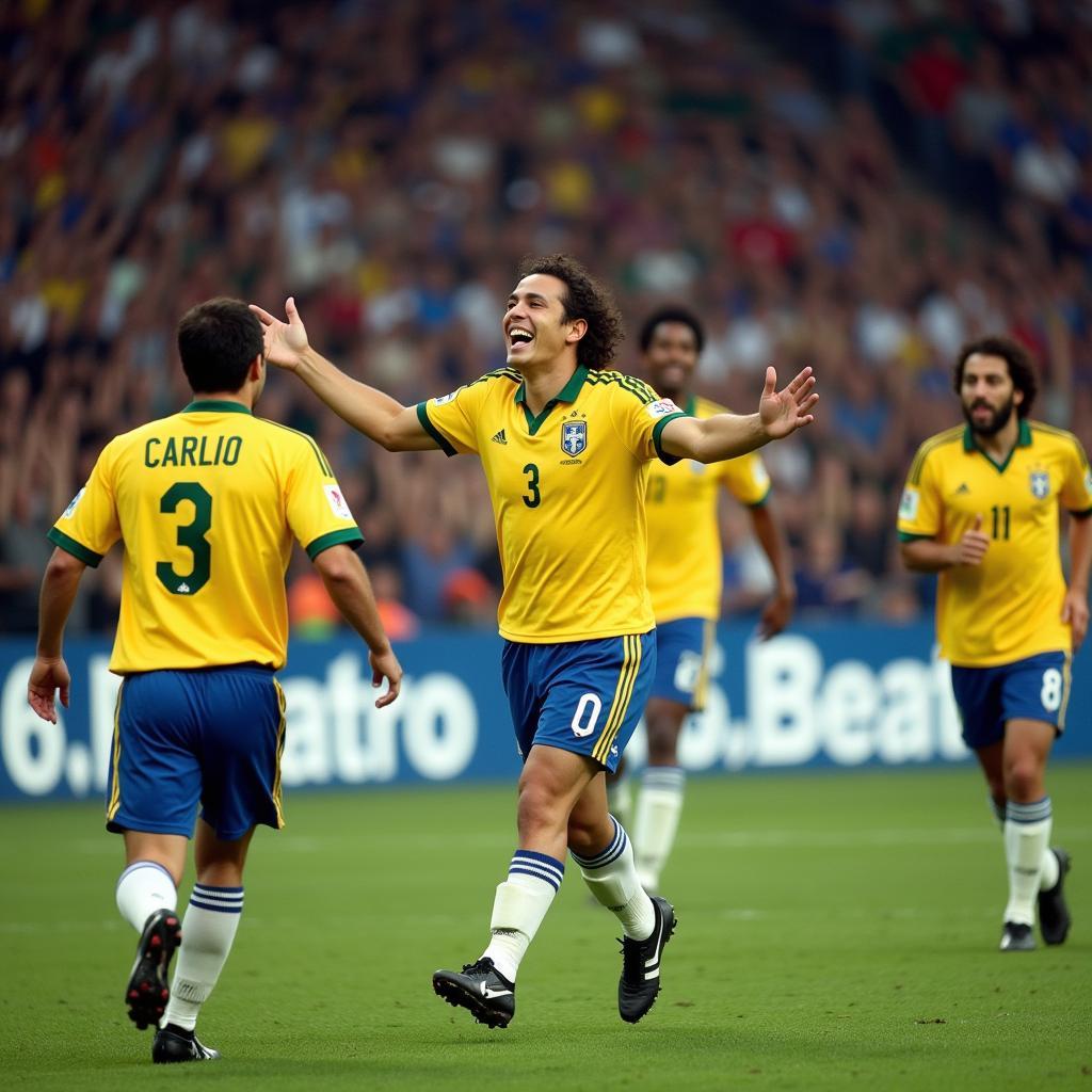 Roberto Carlos celebrating a goal