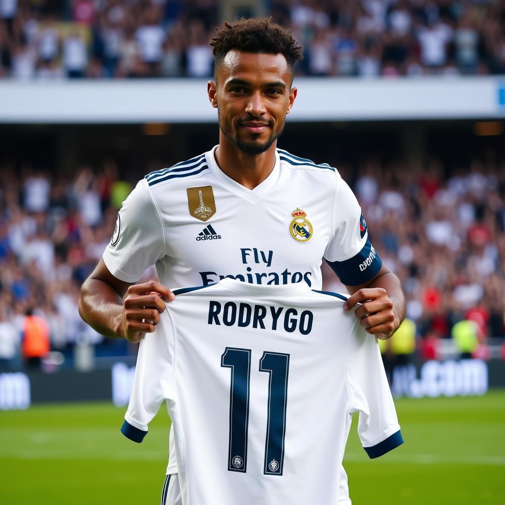 Rodrygo khoe áo số 11 tại Real Madrid