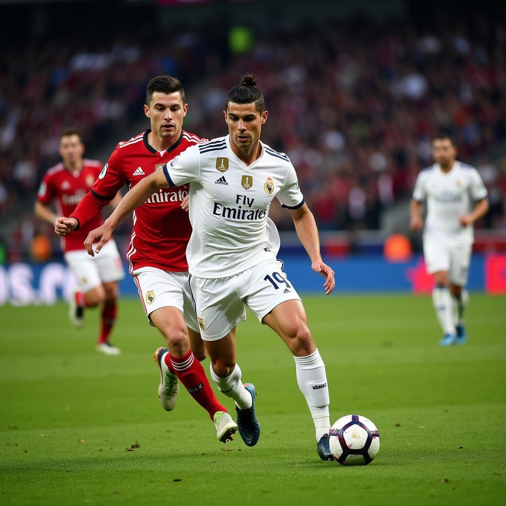 Ronaldo dẫn bóng trên sân Bilino