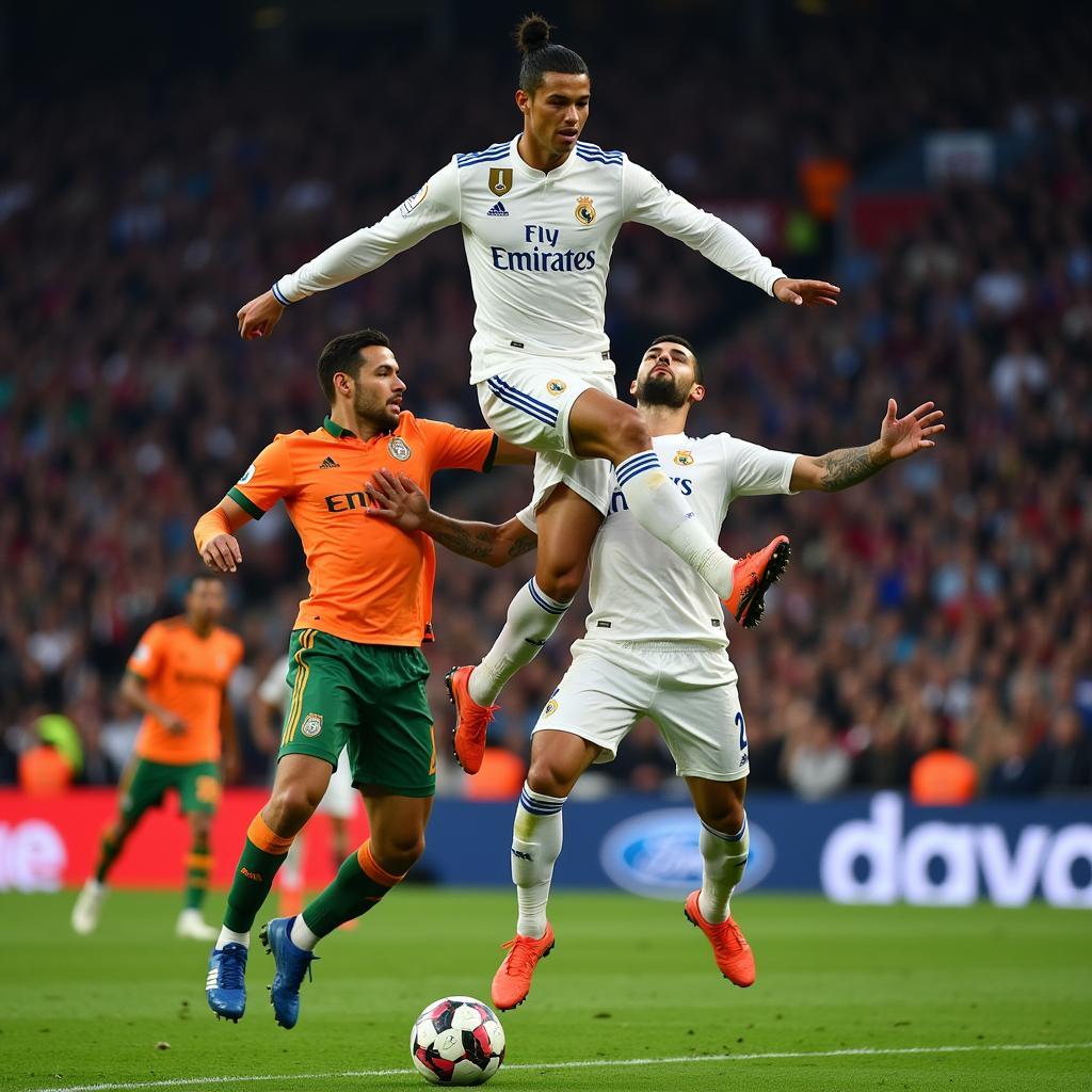 Ronaldo scoring a header goal