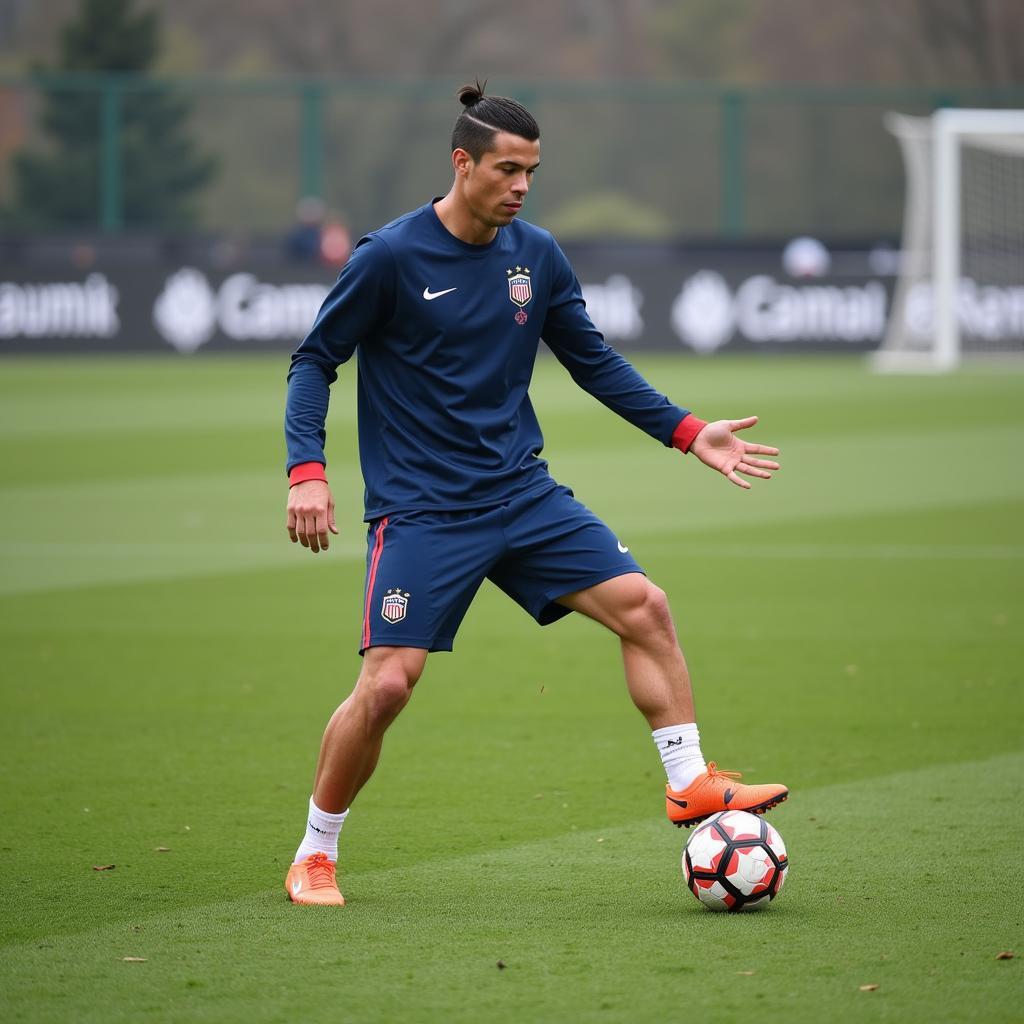 Cristiano Ronaldo tập luyện cùng bóng