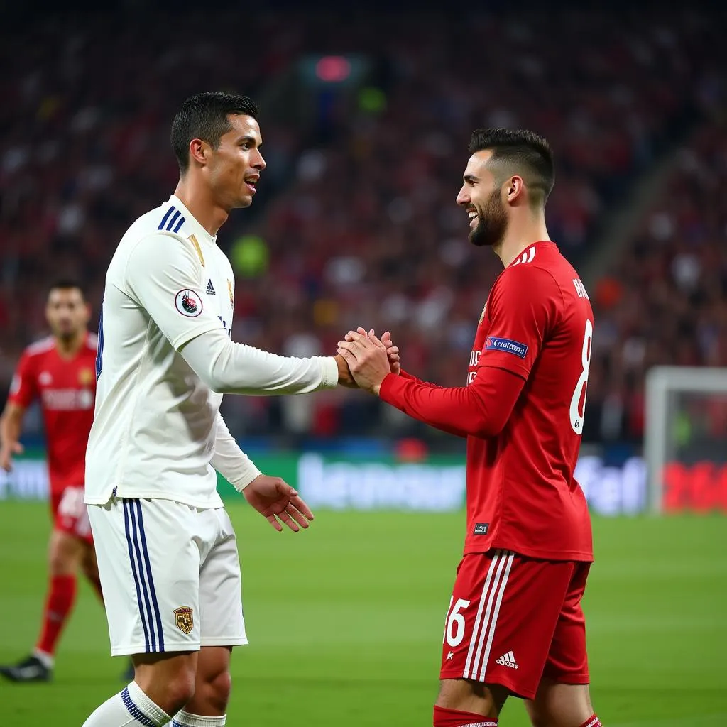 Ronaldo và Spahic Emir bắt tay thân thiện