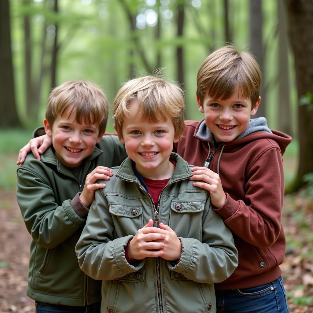 Ronan Kratt with his brothers