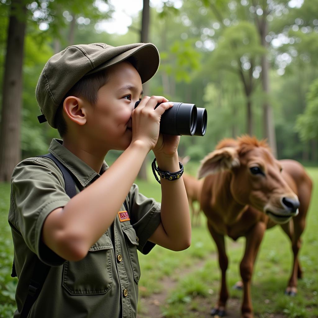 Ronan Kratt observing animals in the wild