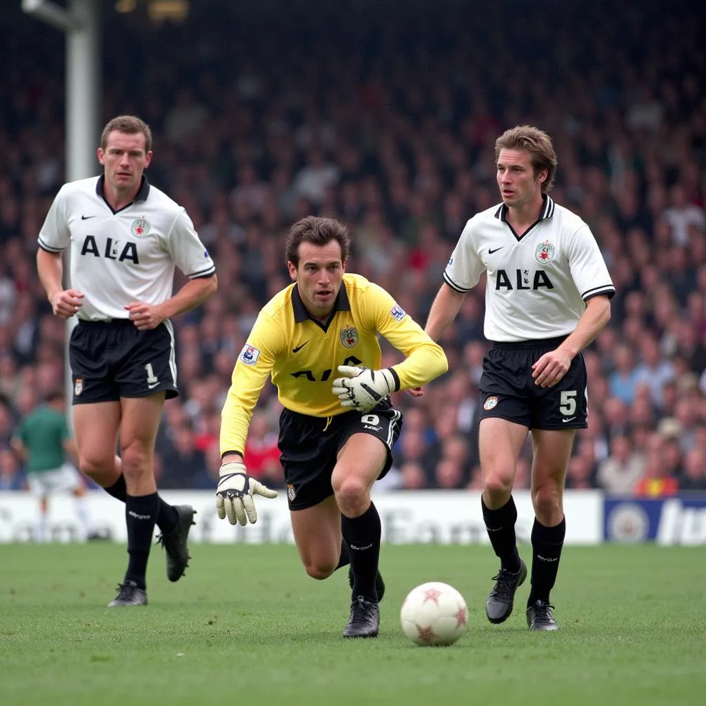 Roy Carroll retrieving the ball from behind the line in the Tottenham Hotspur match