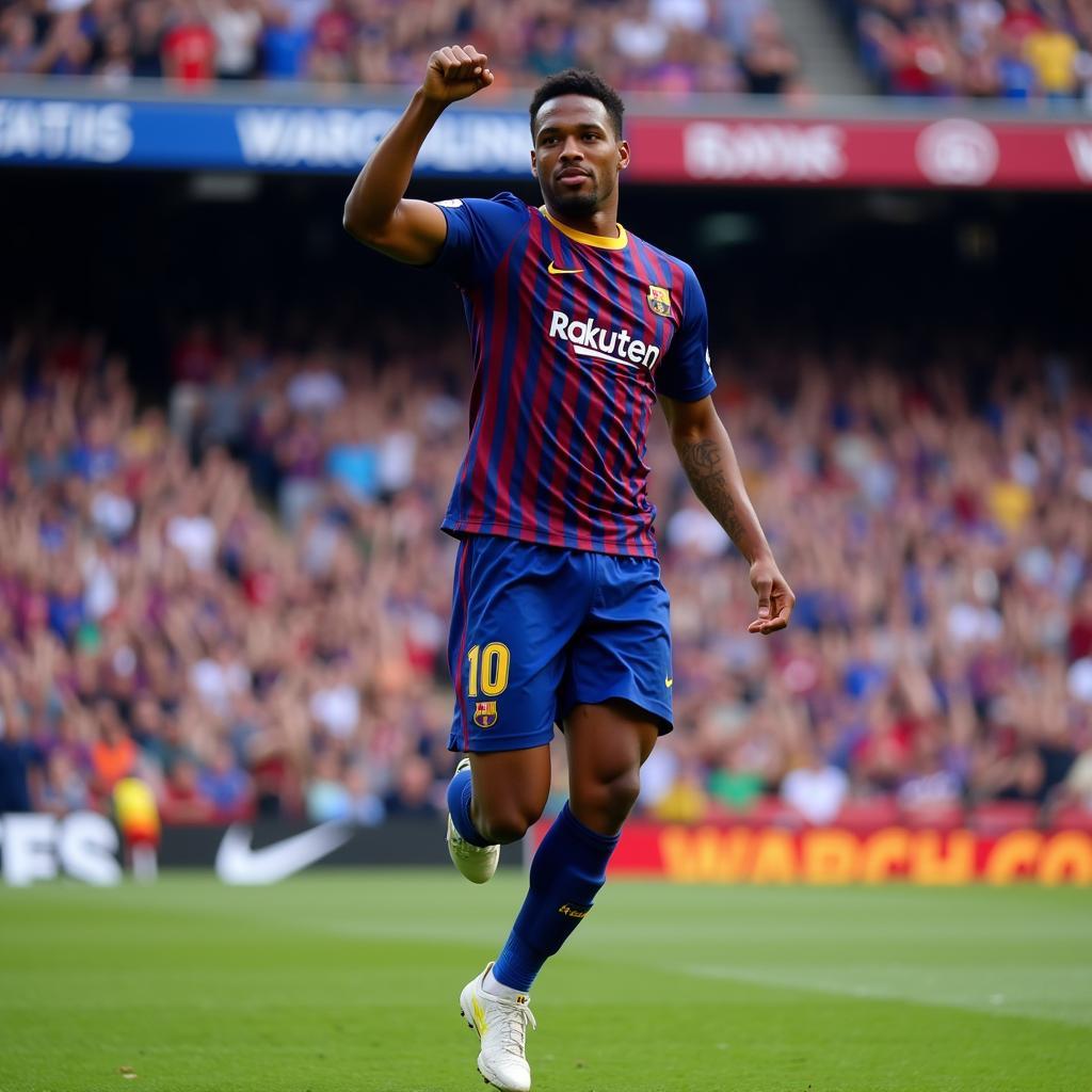 Ruben Kluivert ăn mừng bàn thắng trong màu áo Barcelona