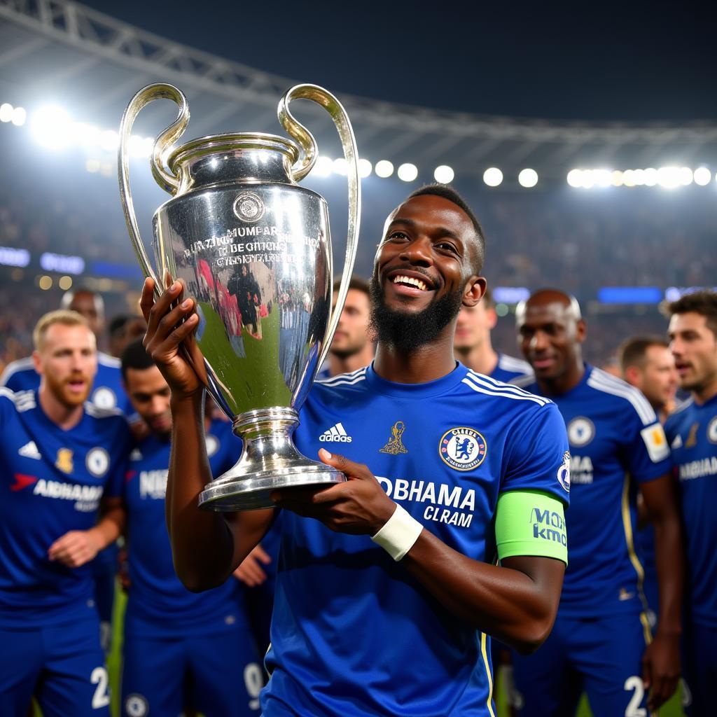 Antonio Rudiger celebrating winning the Champions League