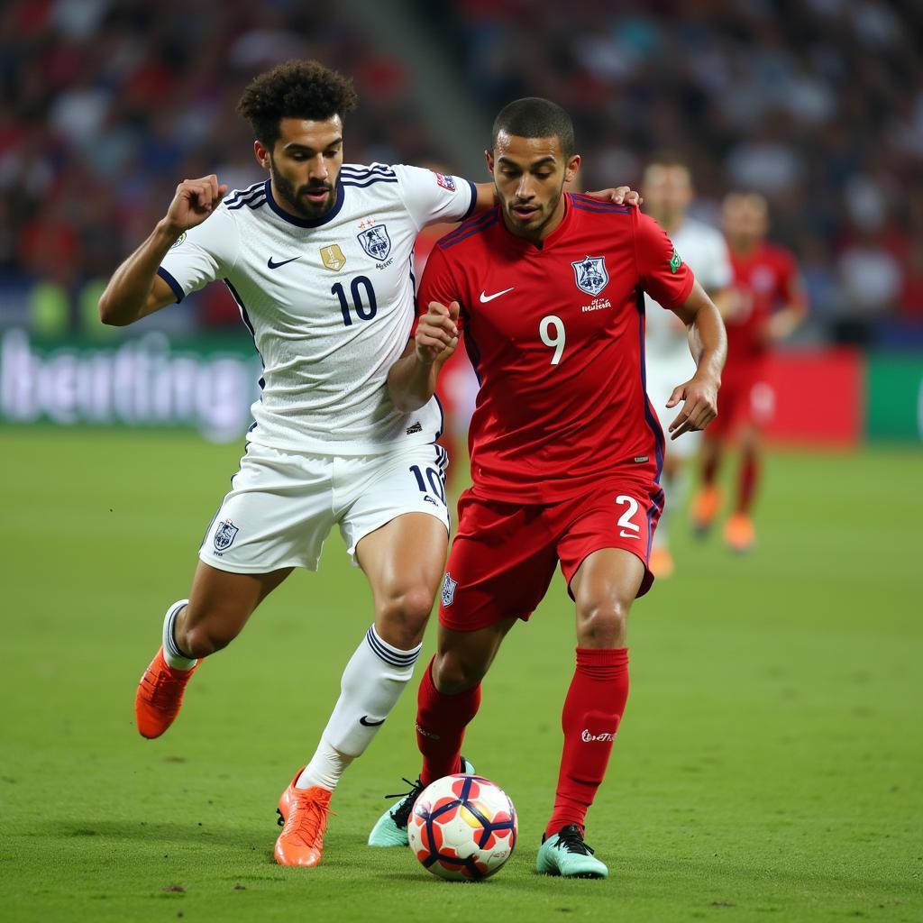 Samir El Mourabet skillfully dribbles past a defender