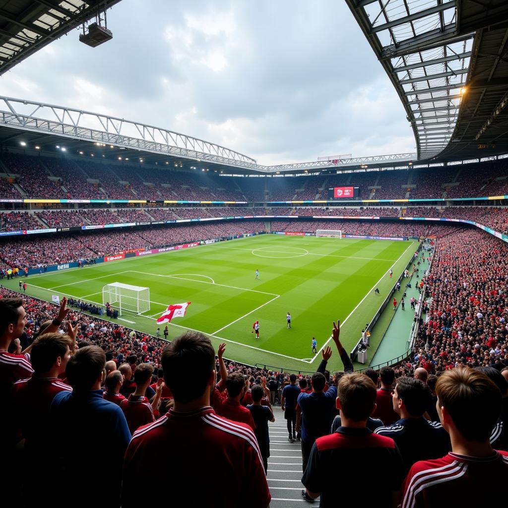 Sân San Siro chật kín khán giả trong trận đấu giữa US Alessandria Calcio 1912 và AC Milan.