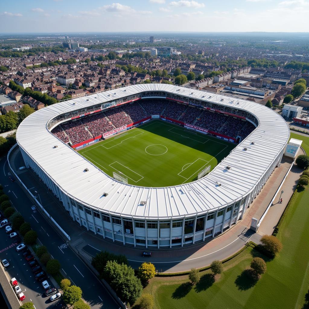 Sân vận động Doncaster Football Ground nhìn từ trên cao