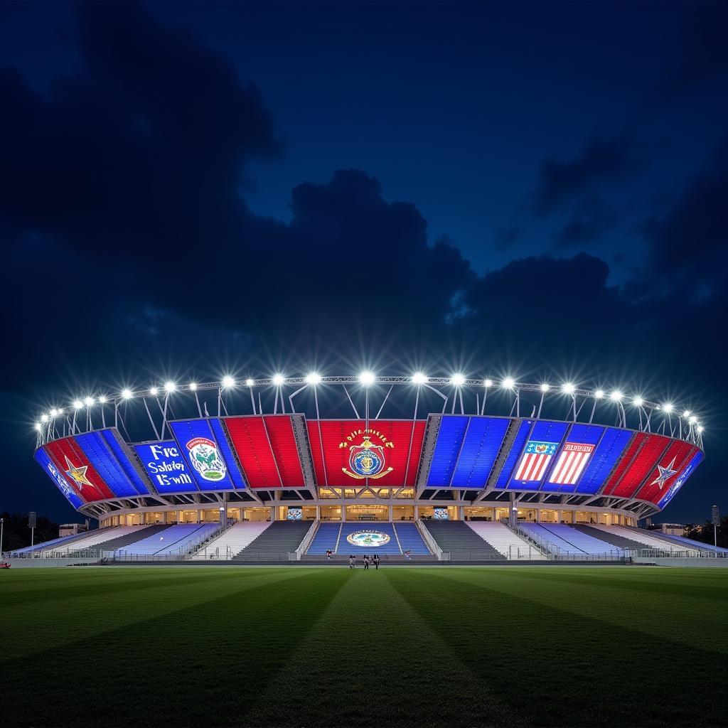 El Salvador new soccer stadium exterior view at night