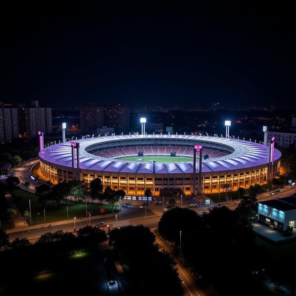 Sân vận động Estadio Olímpico Félix Sánchez lung linh trong đêm