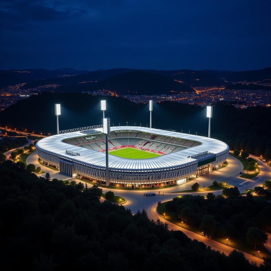 Sân vận động FC Braga Stadium không gian buổi tối