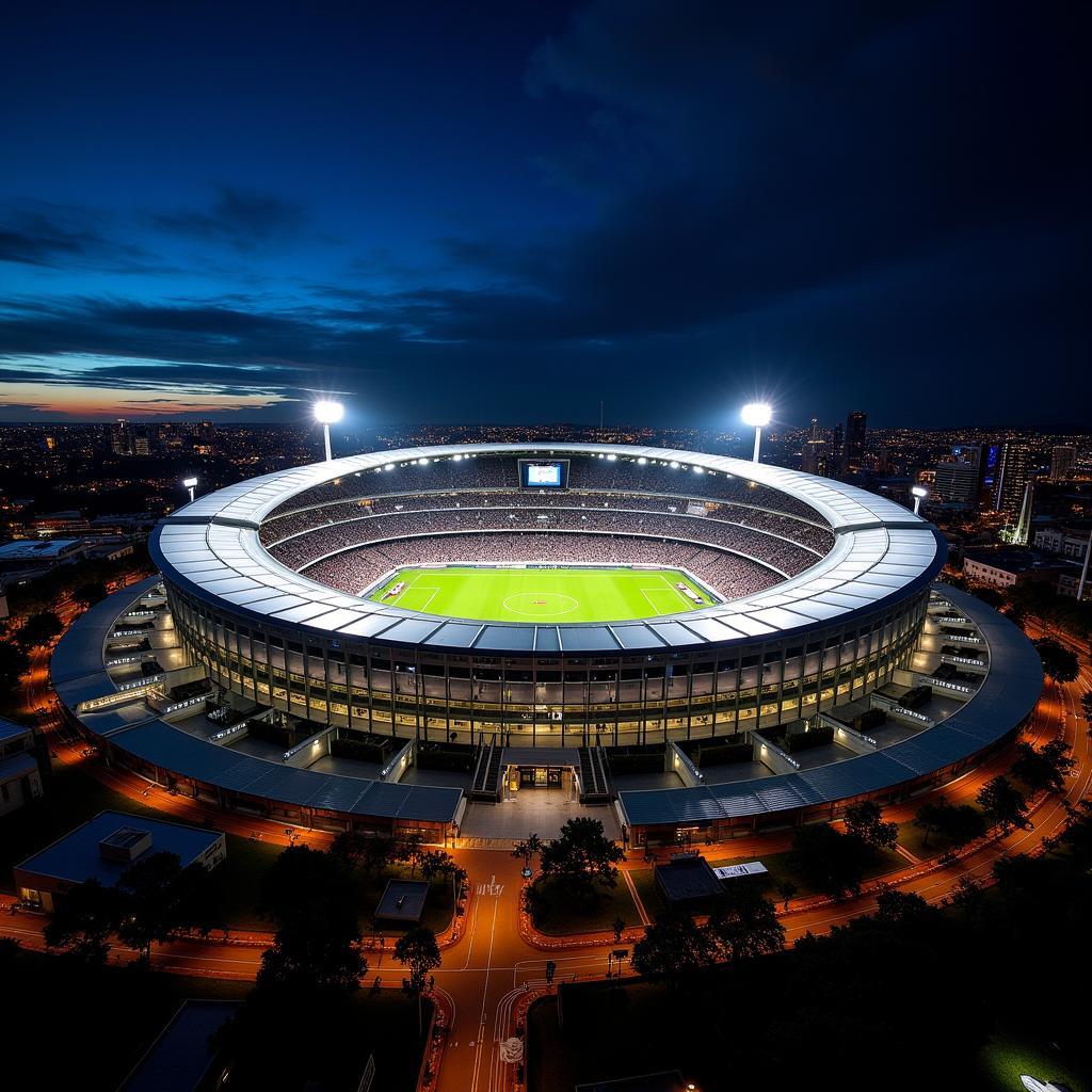 Sân vận động Football Stadium Australia lung linh trong ánh đèn đêm