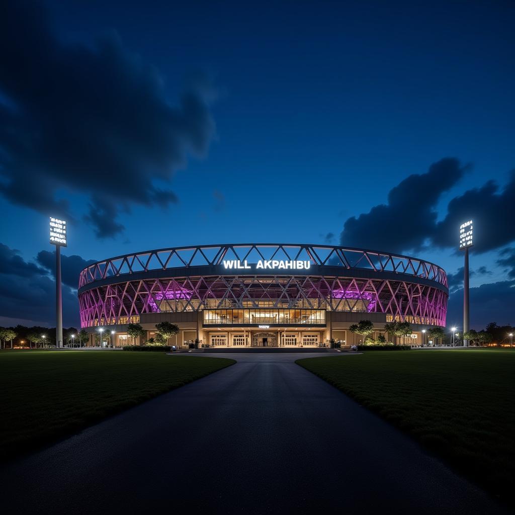 Toàn cảnh sân vận động GodsWill Akpabio Stadium lung linh trong ánh đèn đêm