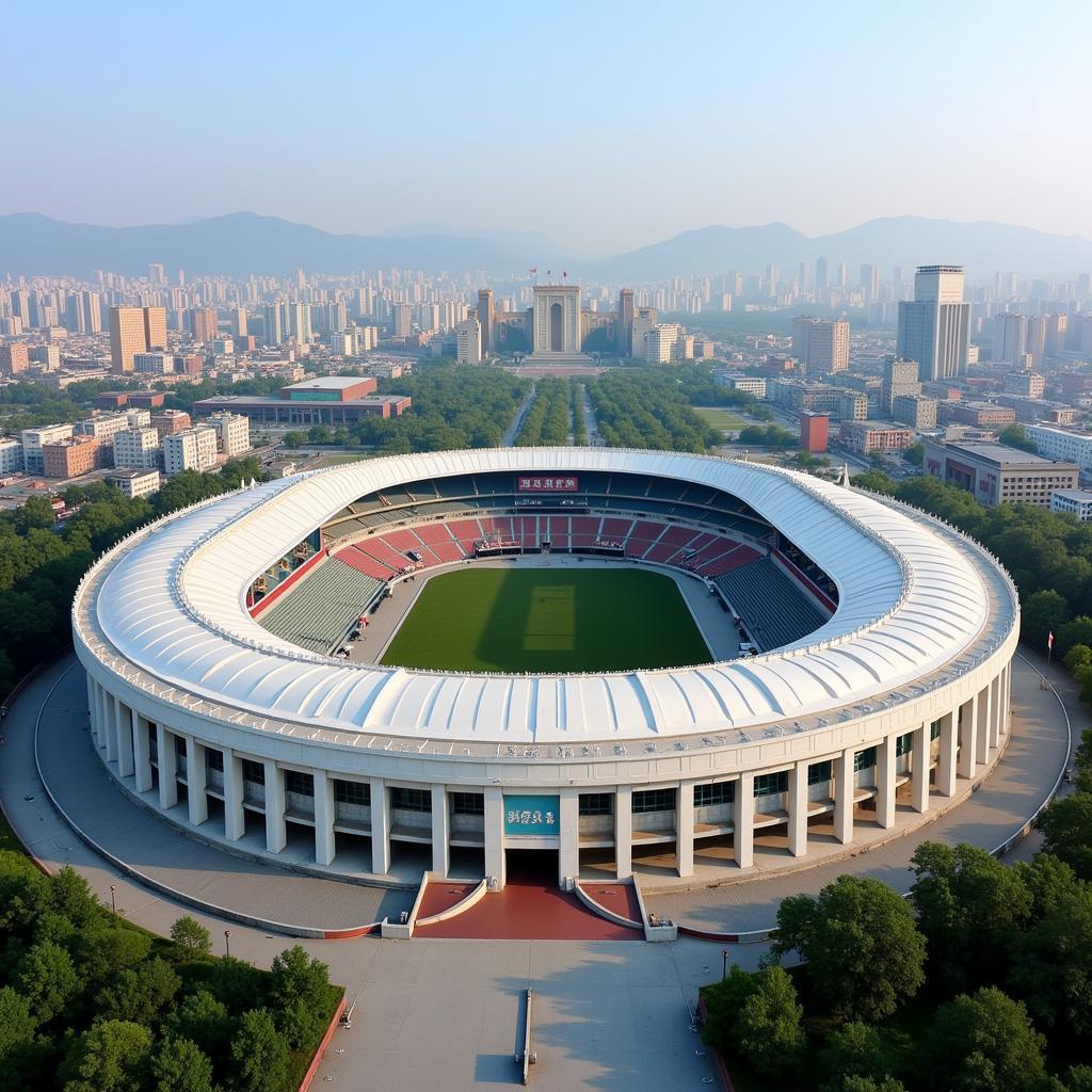 Kim Il Sung Stadium Pyongyang Aerial View