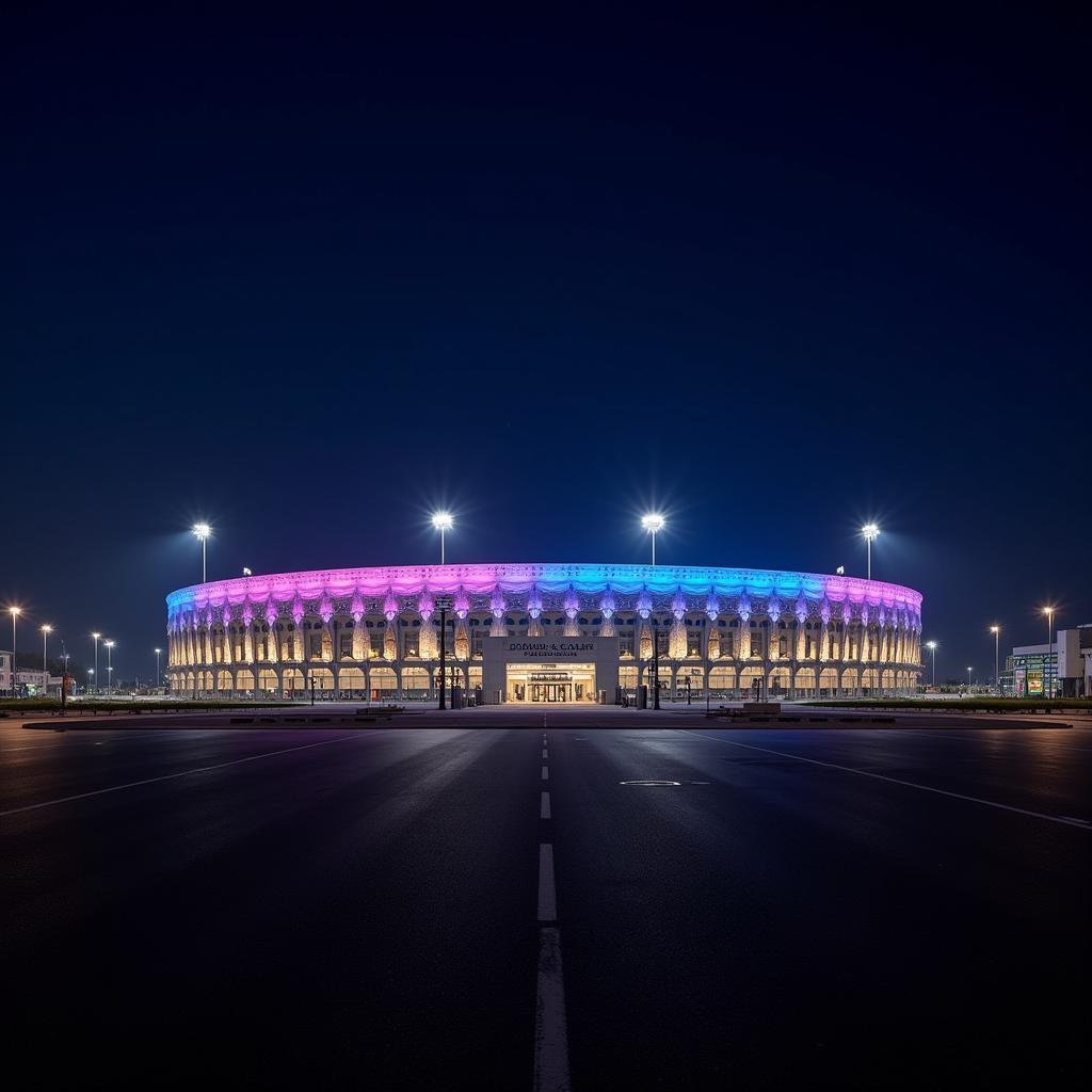 Sân vận động Prince Faisal Bin Fahd Stadium lung linh về đêm