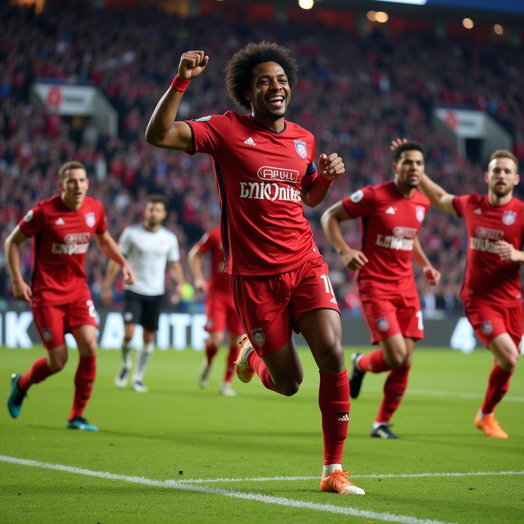 Savinho celebrating a goal for PSV Eindhoven