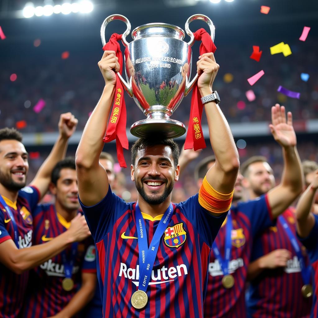 Silvinho nâng cao chức vô địch Champions League cùng Barcelona